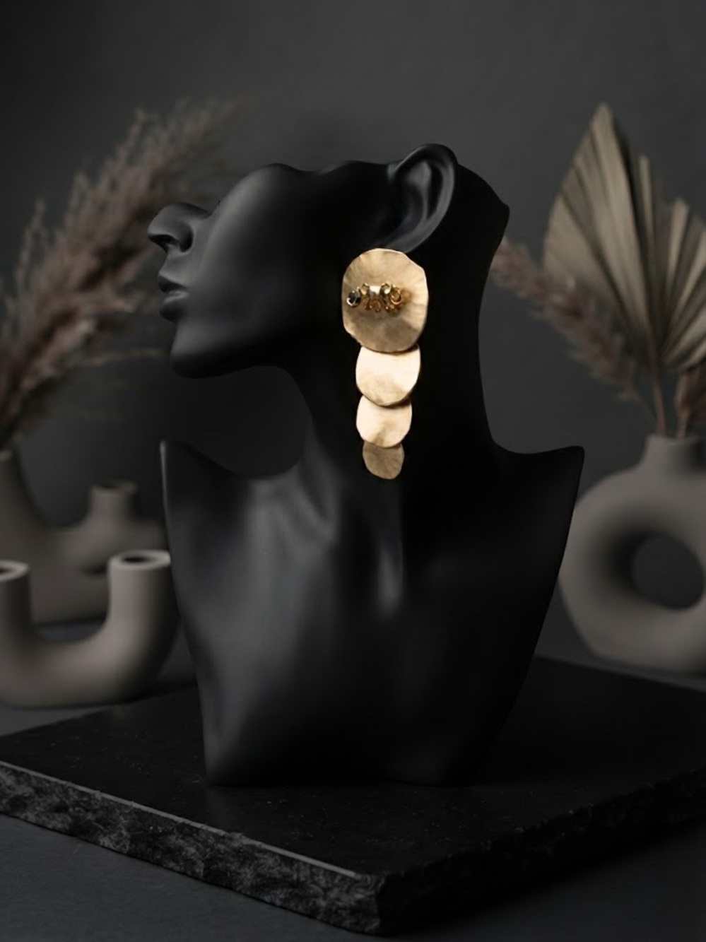 Vintage Gold-Tone Elephant Motif Statement Clip-On Earrings